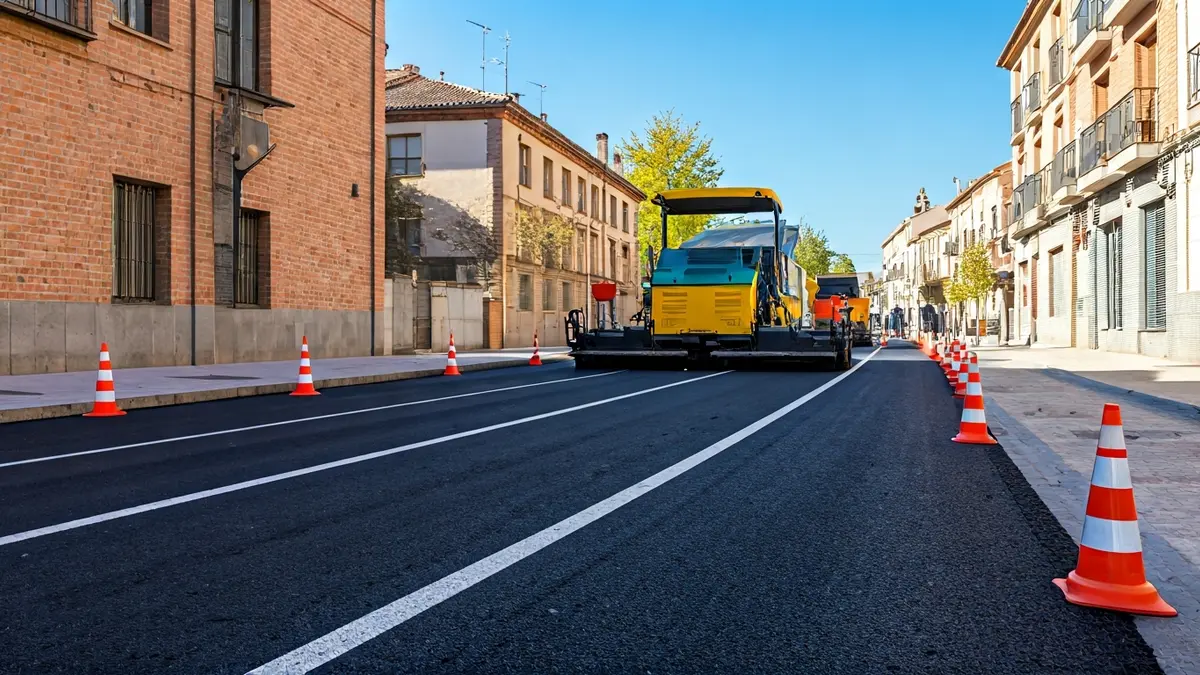 Generic image of road paving works on a street.