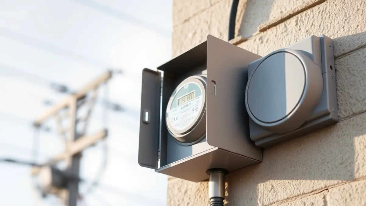 Imagen genérica de un contador eléctrico en la pared de un edificio.