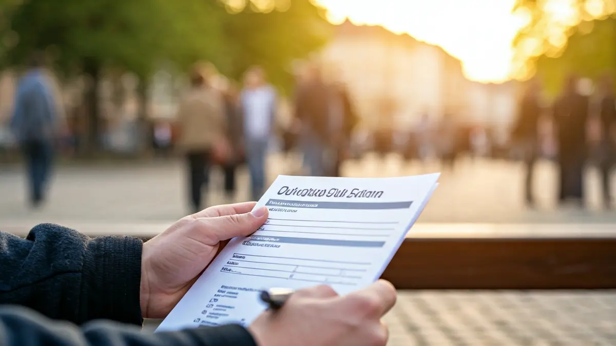 Generic image of a questionnaire being filled out in a public space.