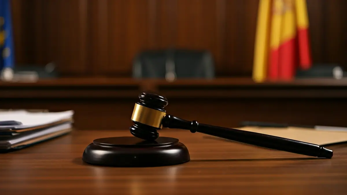 Imagen genérica de un mazo de juez sobre una mesa con documentos legales, simbolizando la justicia.