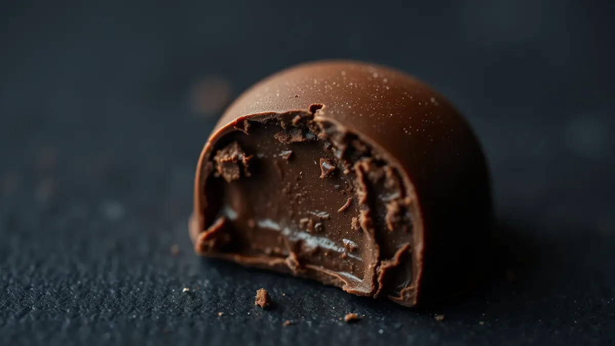 Imagen de un bombón de chocolate, sugiriendo un compartimento oculto.