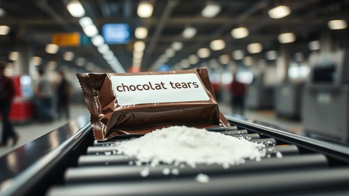 Imagen de un paquete de 'lágrimas de chocolate' con cocaína oculta en una terminal de carga.