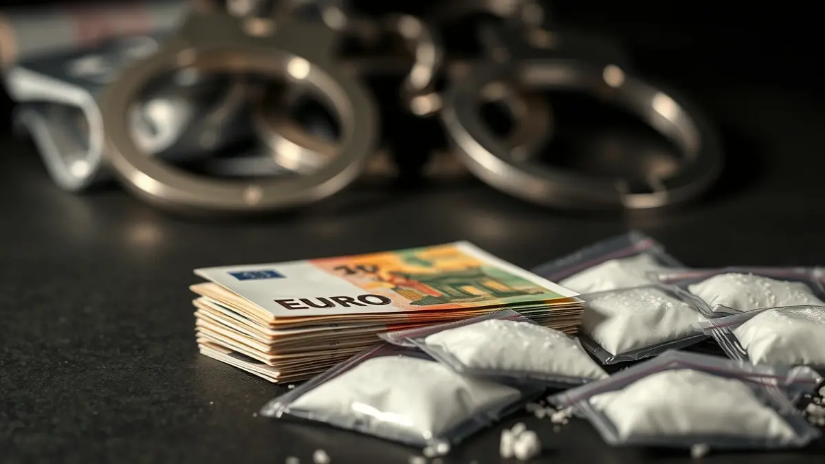 Imagen de billetes de euro y drogas incautadas en una operación policial.