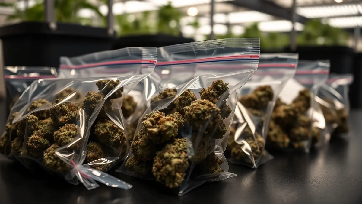 Vacuum-sealed bags of cannabis buds, seized in a police operation.