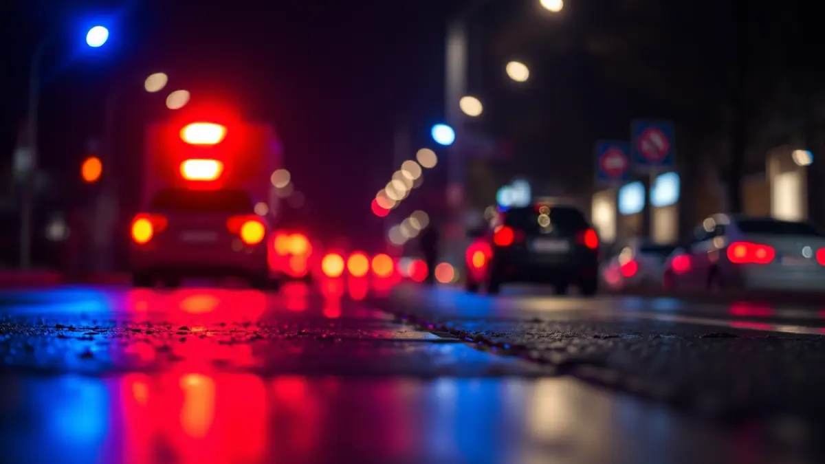 Generic image of police emergency lights at night.