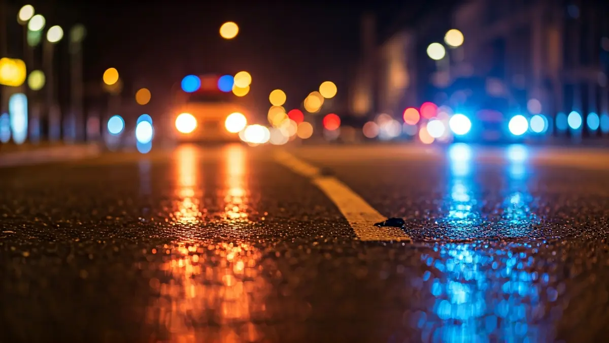 Generic image of police emergency lights at night.