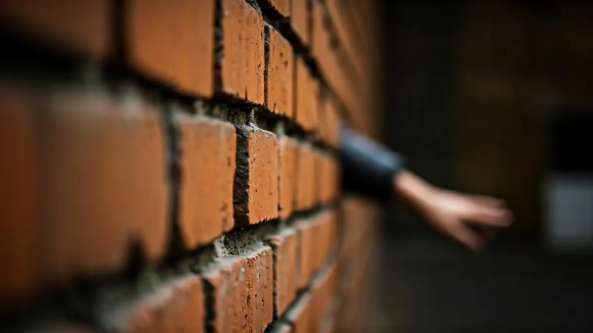 Image of a hole in a wall, with a hand reaching through, in a jewelry store in Moratalaz.