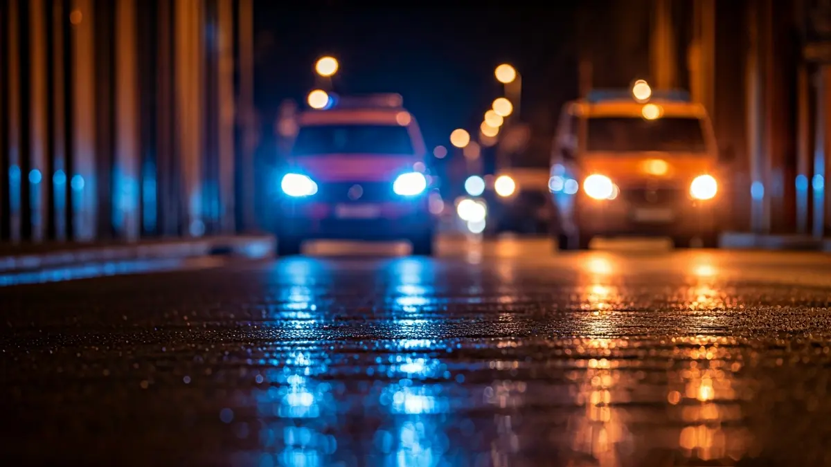 Generic image of police emergency lights at night.