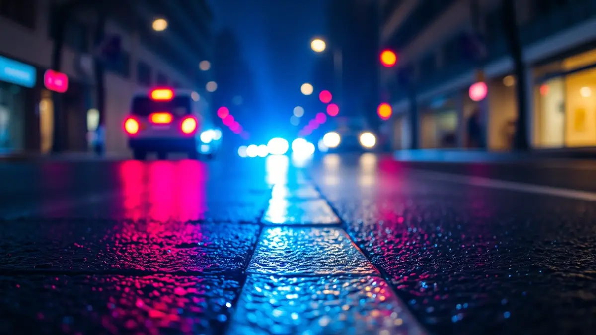 Generic image of police emergency lights on a Madrid street.