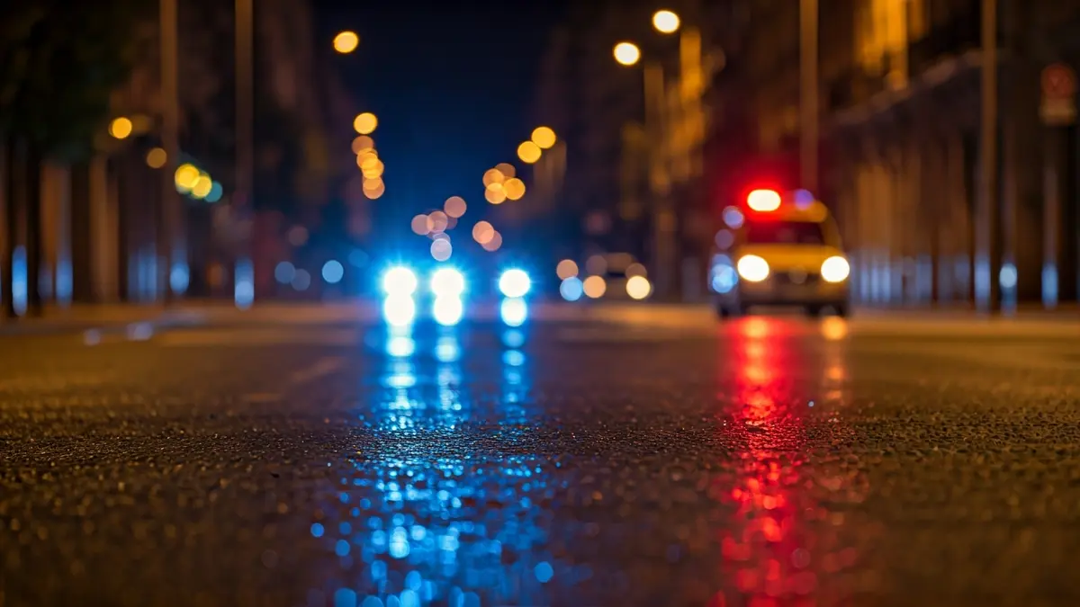 Generic image of police emergency lights at night.