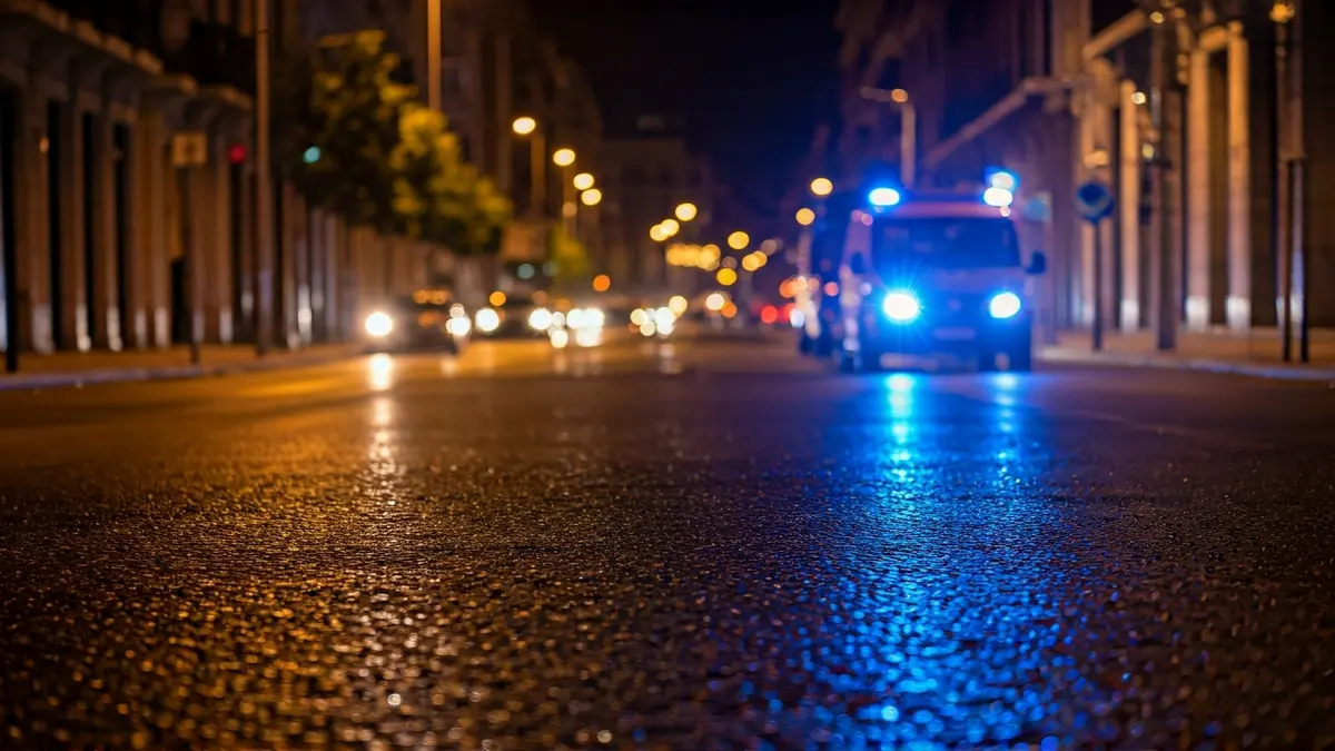 Generic image of police emergency lights at night.