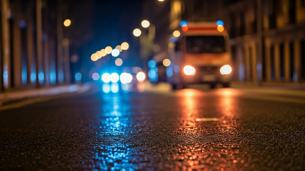 Imagen genérica de luces de emergencia policiales en la noche.