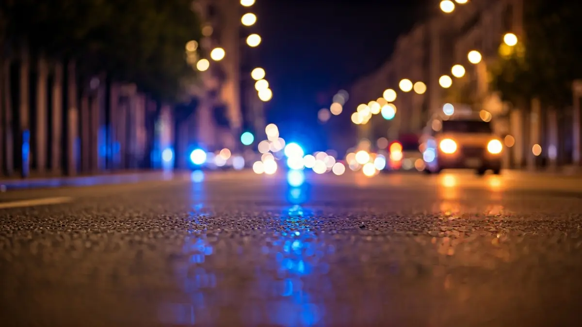 Generic image of police emergency lights at night.