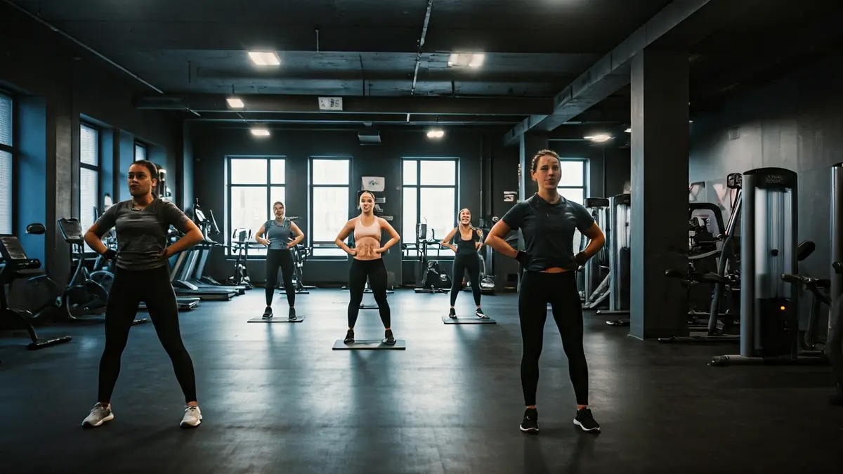 Generic image of a modern boutique gym with people training in small groups.