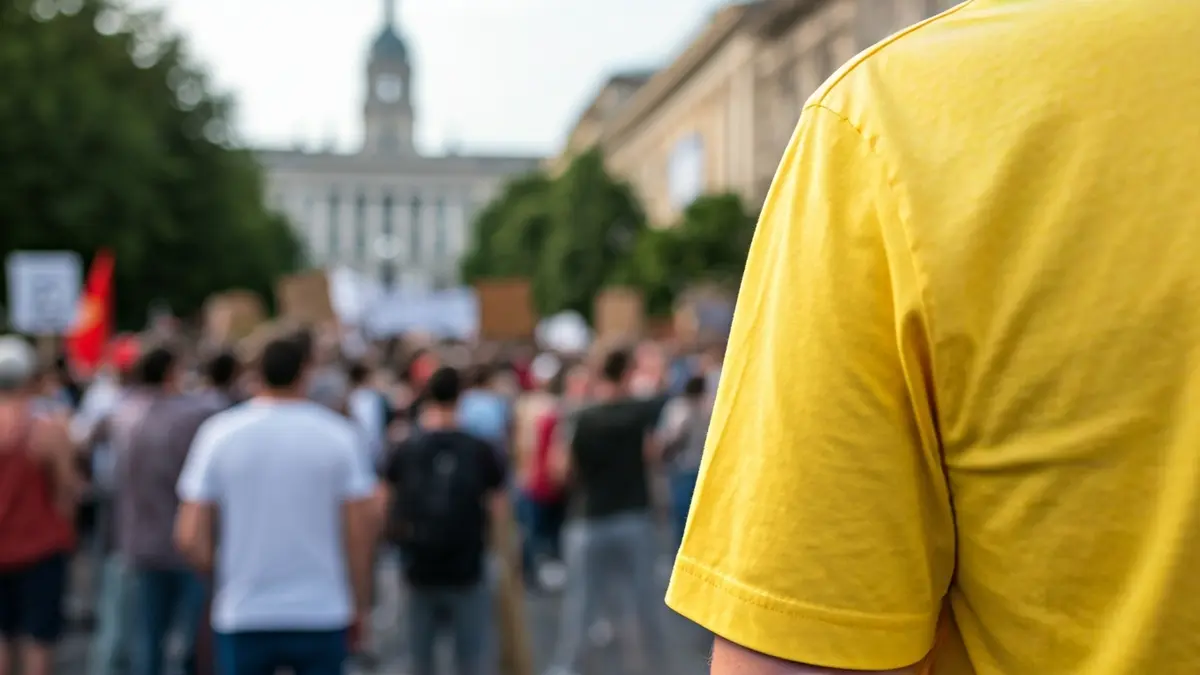 Imagen genérica de una protesta con camisetas amarillas y caceroladas.