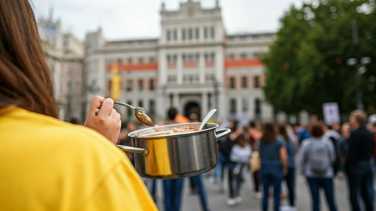 Image of a yellow t-shirt during a protest by early childhood educators in Madrid.