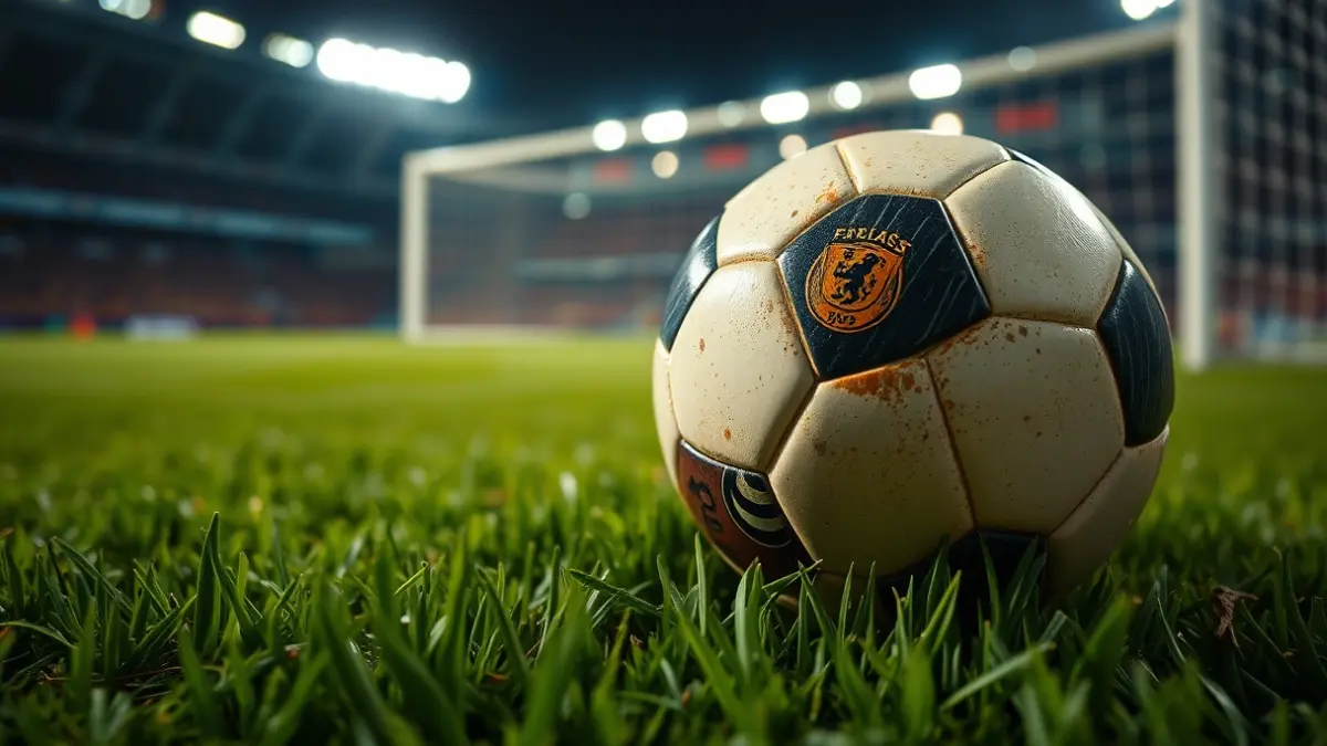 Generic image of a soccer ball on a stadium pitch.