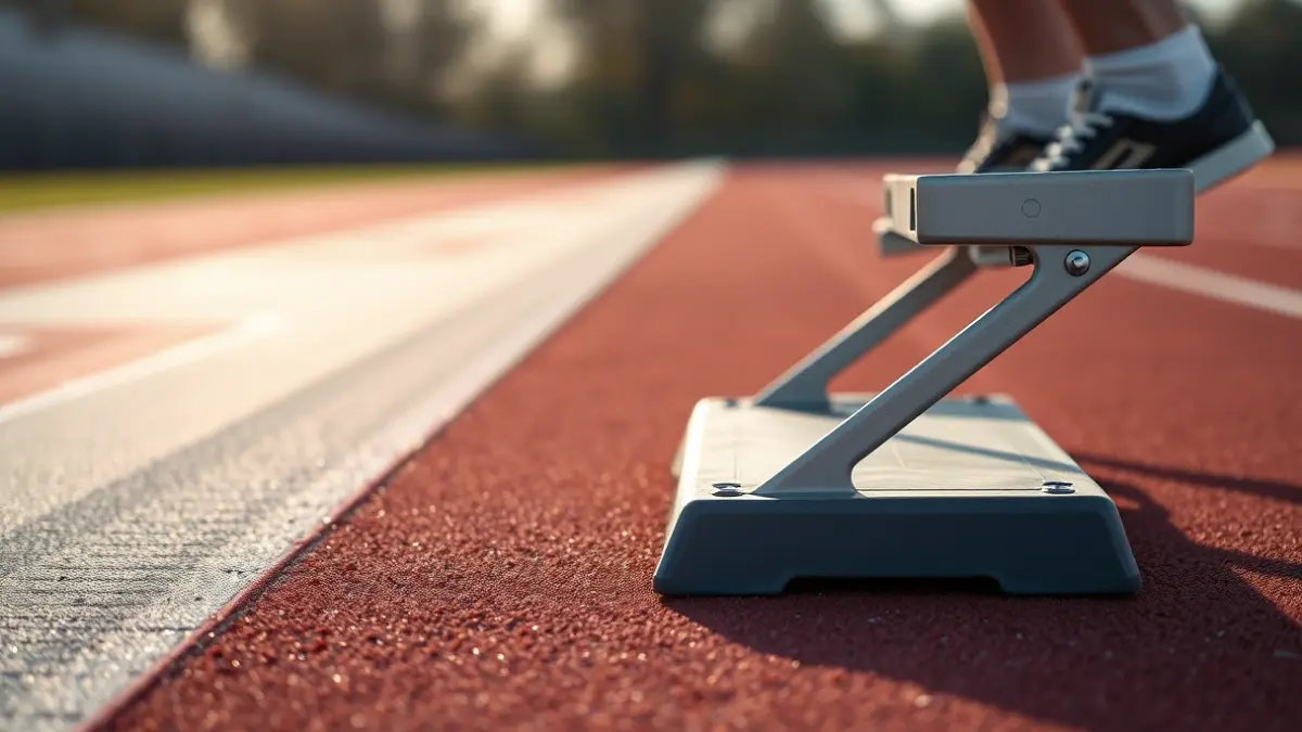 Generic image of a starting block on an athletics track.
