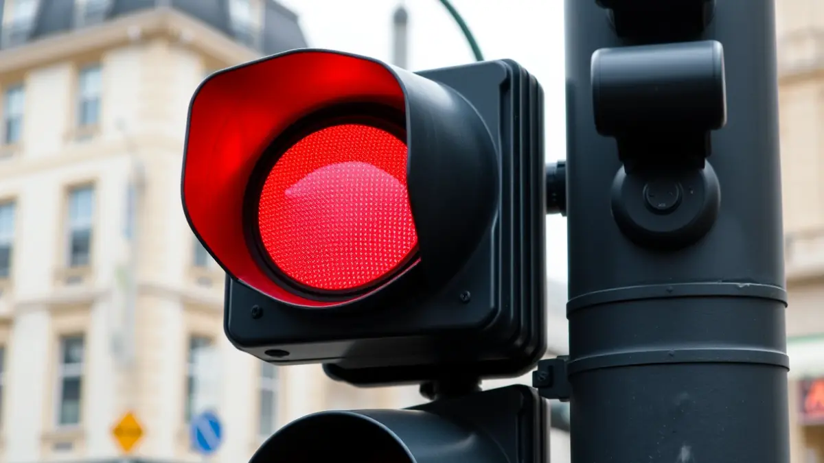 Imagen genérica de un semáforo en rojo en una calle urbana.