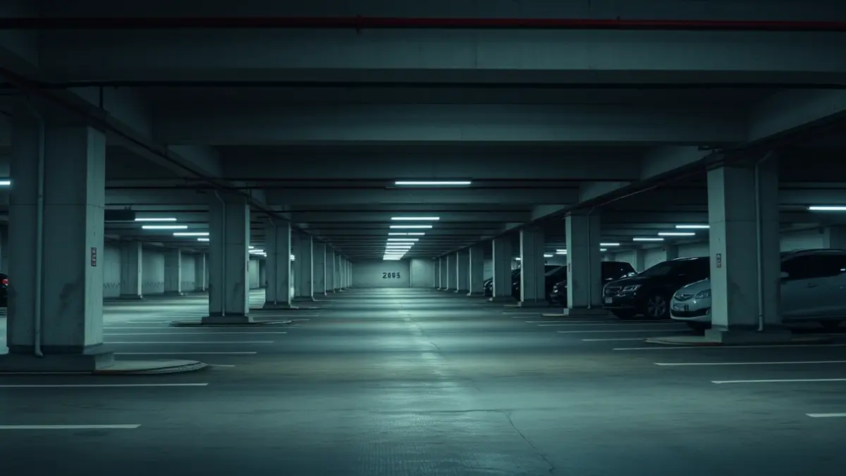 Imagen genérica de un aparcamiento subterráneo moderno y vacío.