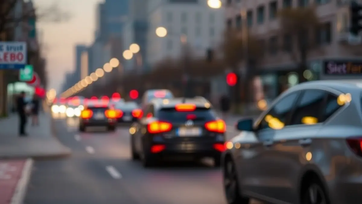 Generic image of an urban street with diffused lights, evoking a low emission zone.