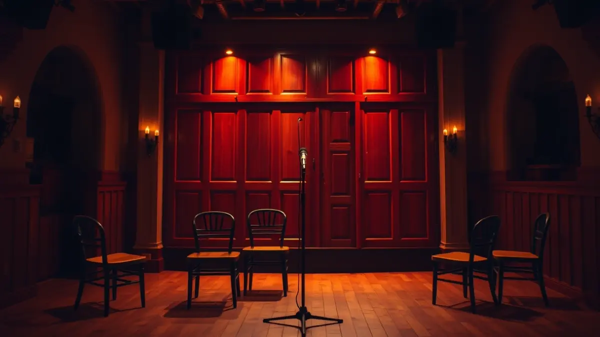 Imagen genérica de un tablao flamenco con iluminación cálida.