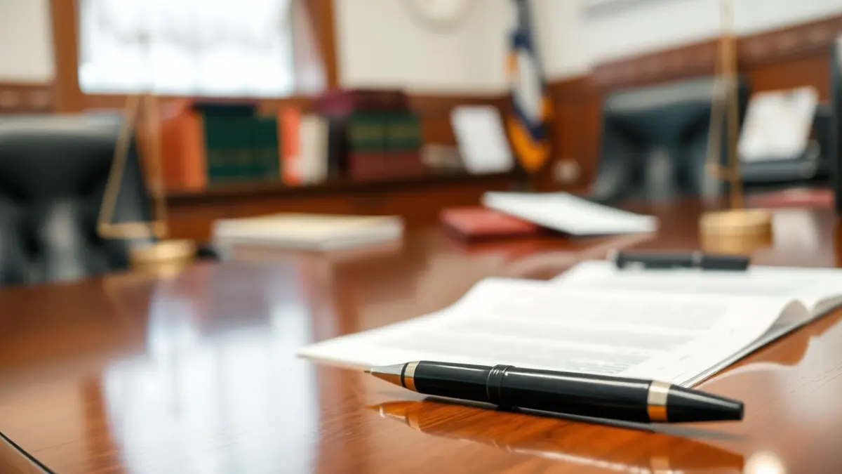 Generic image of legal documents on a desk, symbolizing an administrative process.