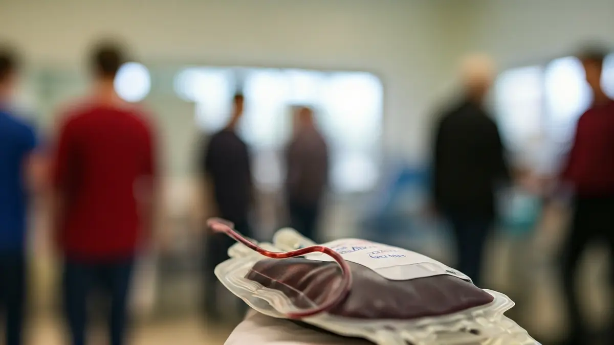 Generic image of a blood donation bag being filled in a hospital.