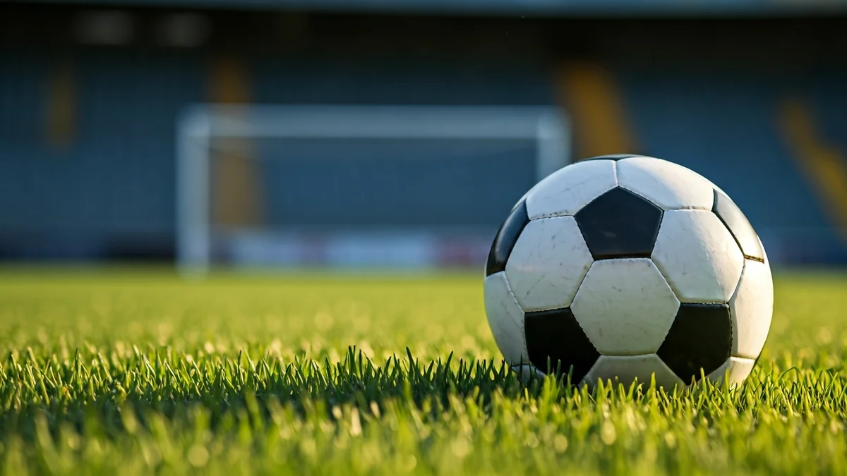 Generic image of a soccer ball on a stadium pitch.
