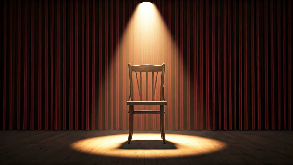 Imagen genérica de un escenario de teatro con una silla bajo un foco.