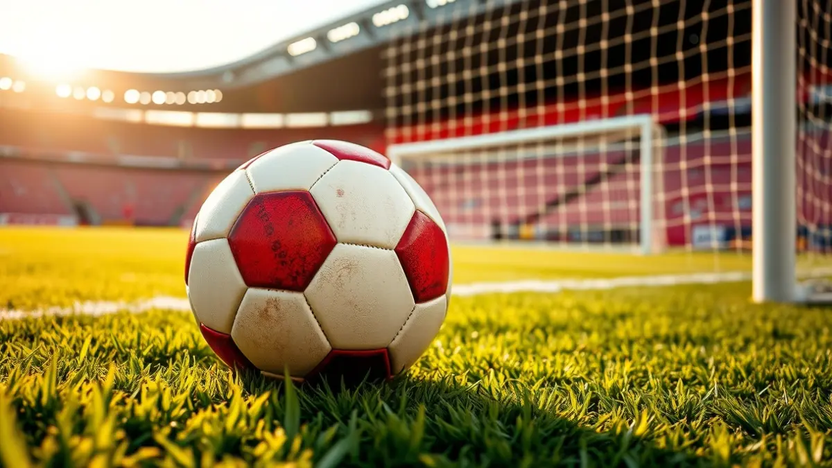 Imagen genérica de un balón de fútbol en un campo, con la portería desenfocada al fondo.