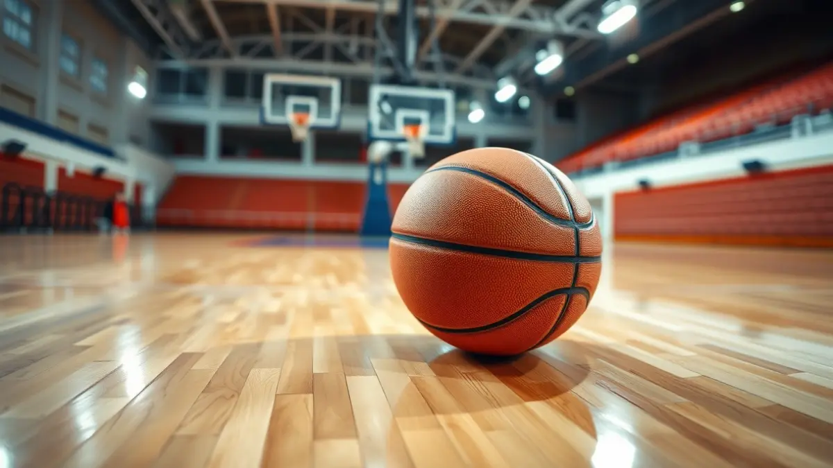 Imagen genérica de un balón de baloncesto en una cancha.