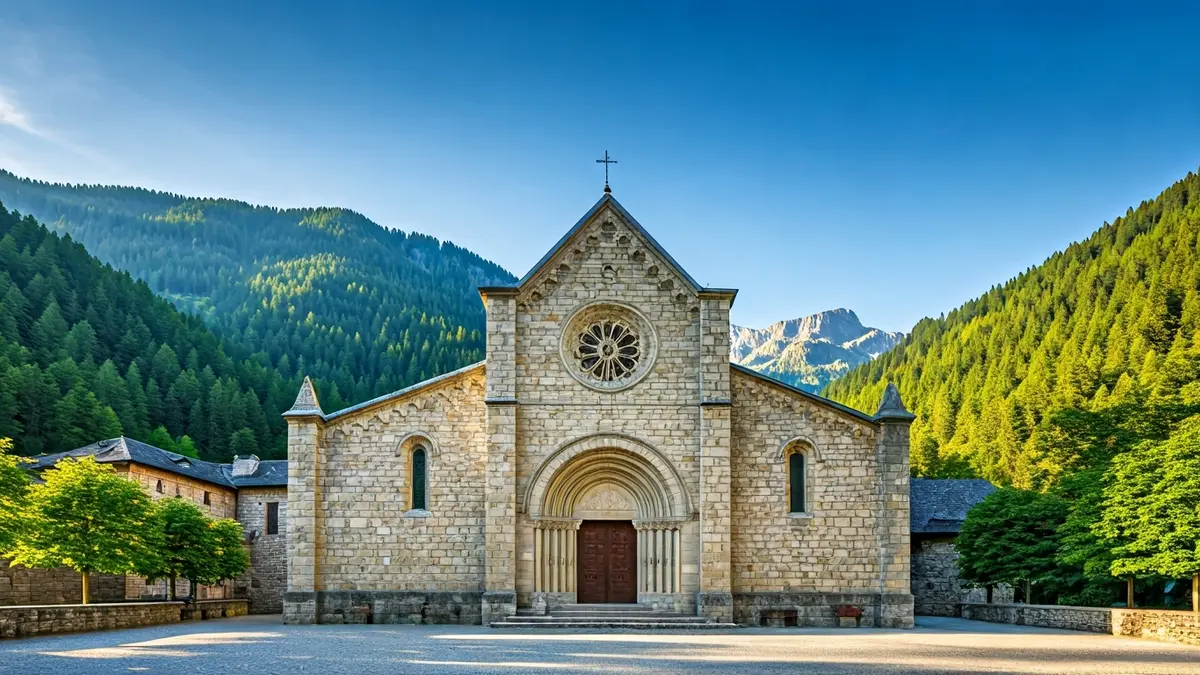 Fachada del Monasterio de El Paular en Rascafría, Sierra de Madrid.