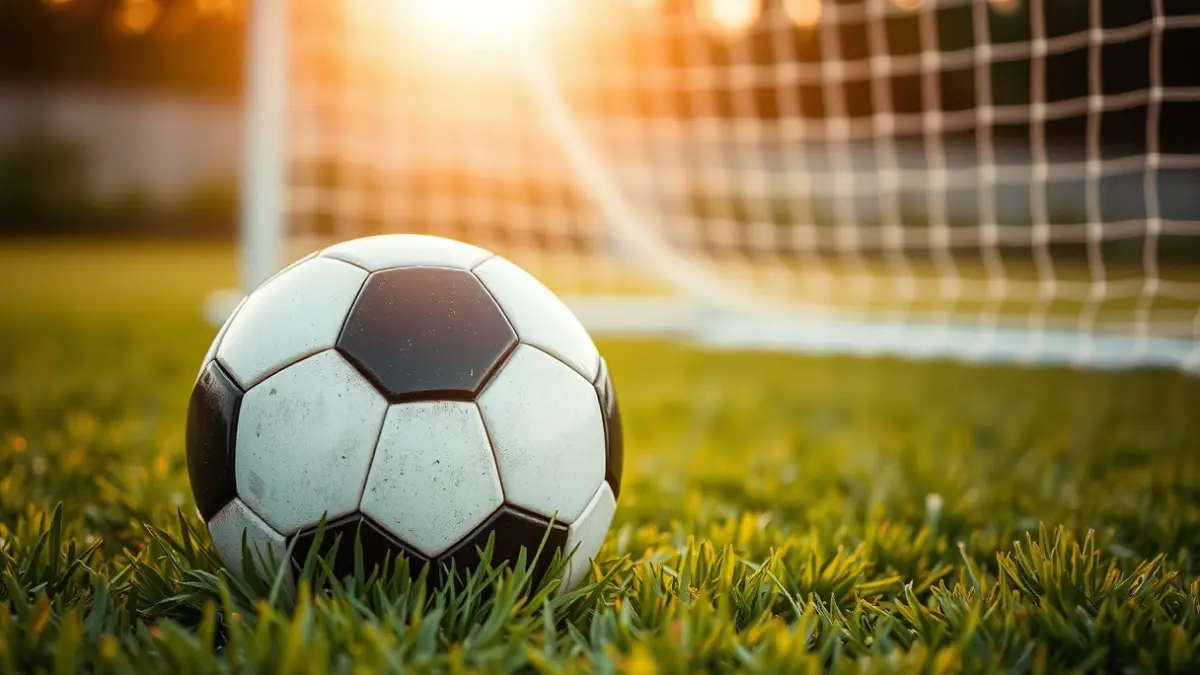 Imagen genérica de un balón de fútbol en un campo, con la portería desenfocada al fondo.