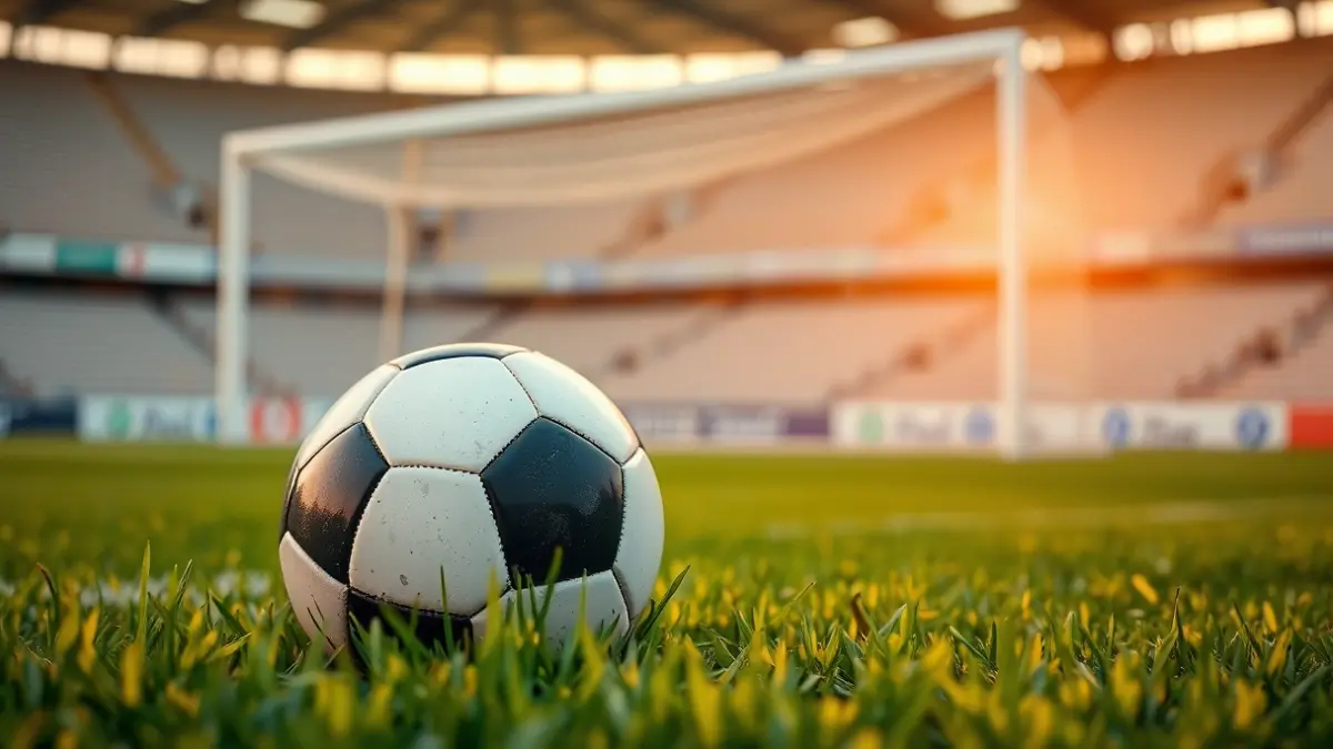 Imagen genérica de un balón de fútbol en el césped de un estadio.