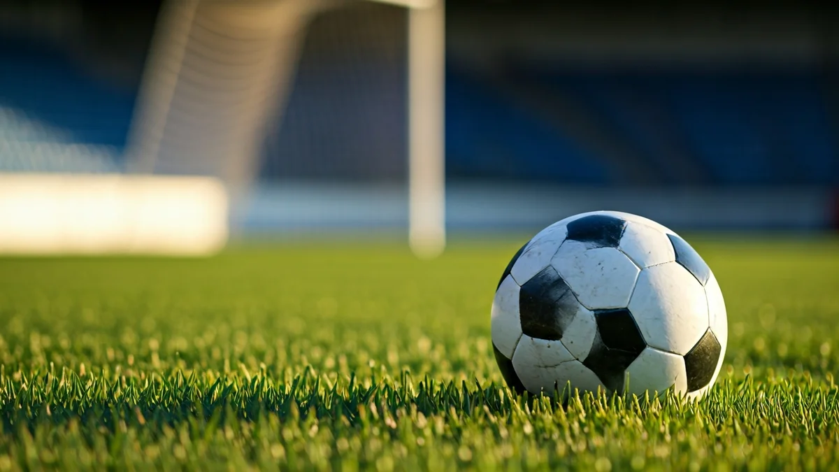 Generic image of a soccer ball on a stadium pitch.