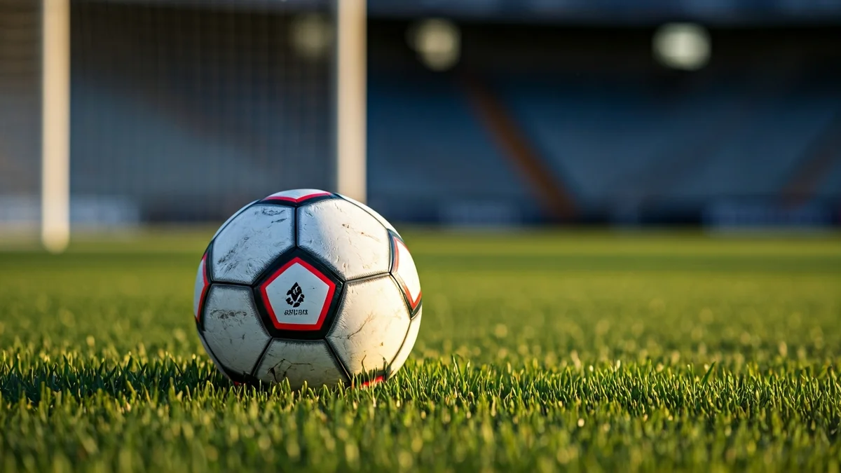 Generic image of a soccer ball on a stadium pitch.