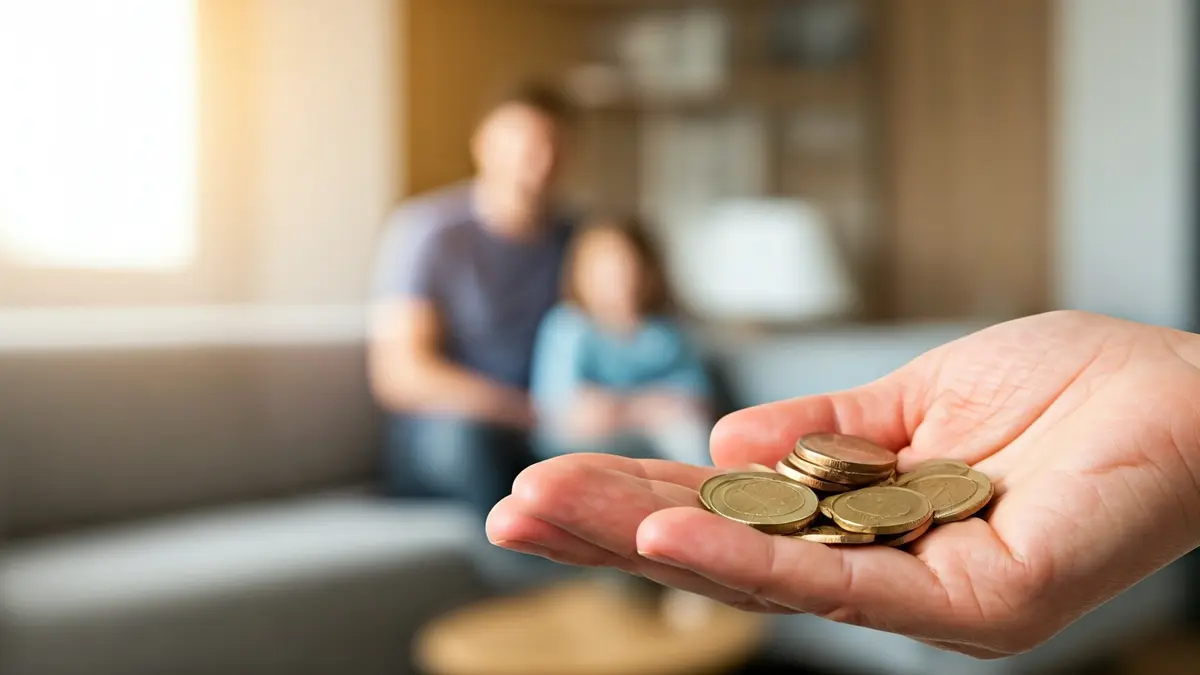 Generic image of a hand holding euro coins, symbolizing financial aid.