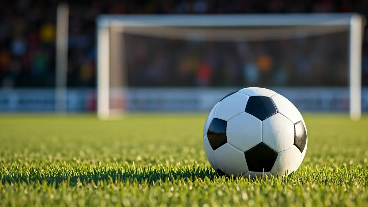 Generic image of a soccer ball on a stadium pitch.
