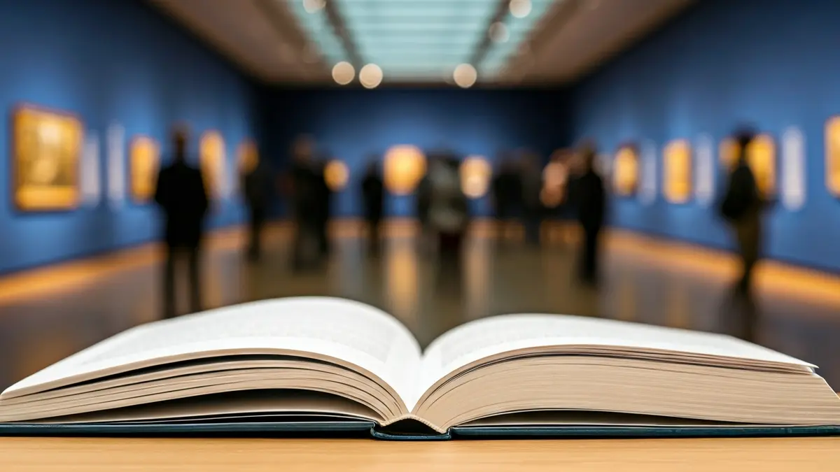 Generic image of a book in a museum setting, symbolizing cultural accessibility.
