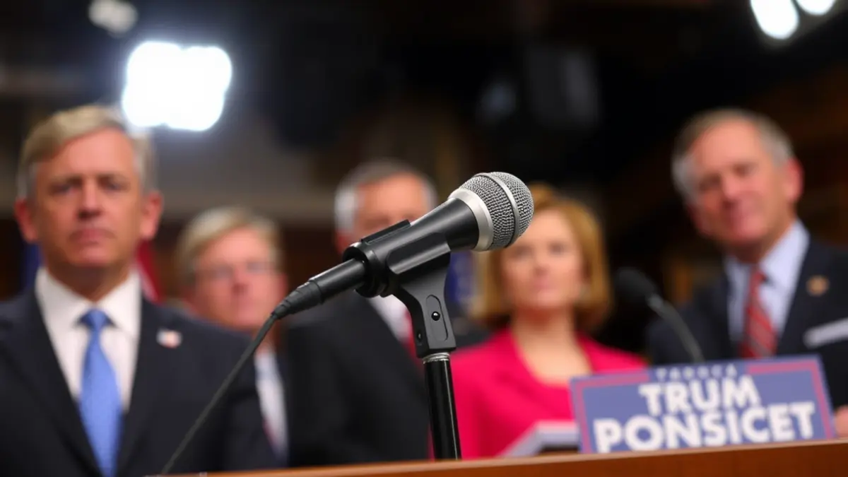 Imagen genérica de un micrófono en un podio, simbolizando un evento político o una declaración pública.