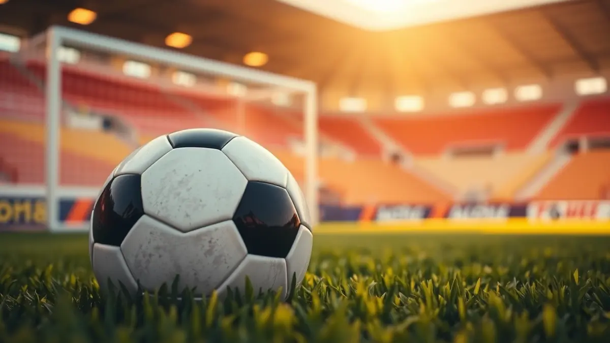 Generic image of a soccer ball on a grass field.