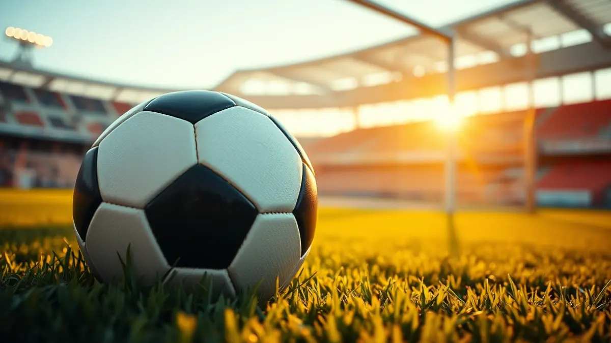 Generic image of a soccer ball on a field.