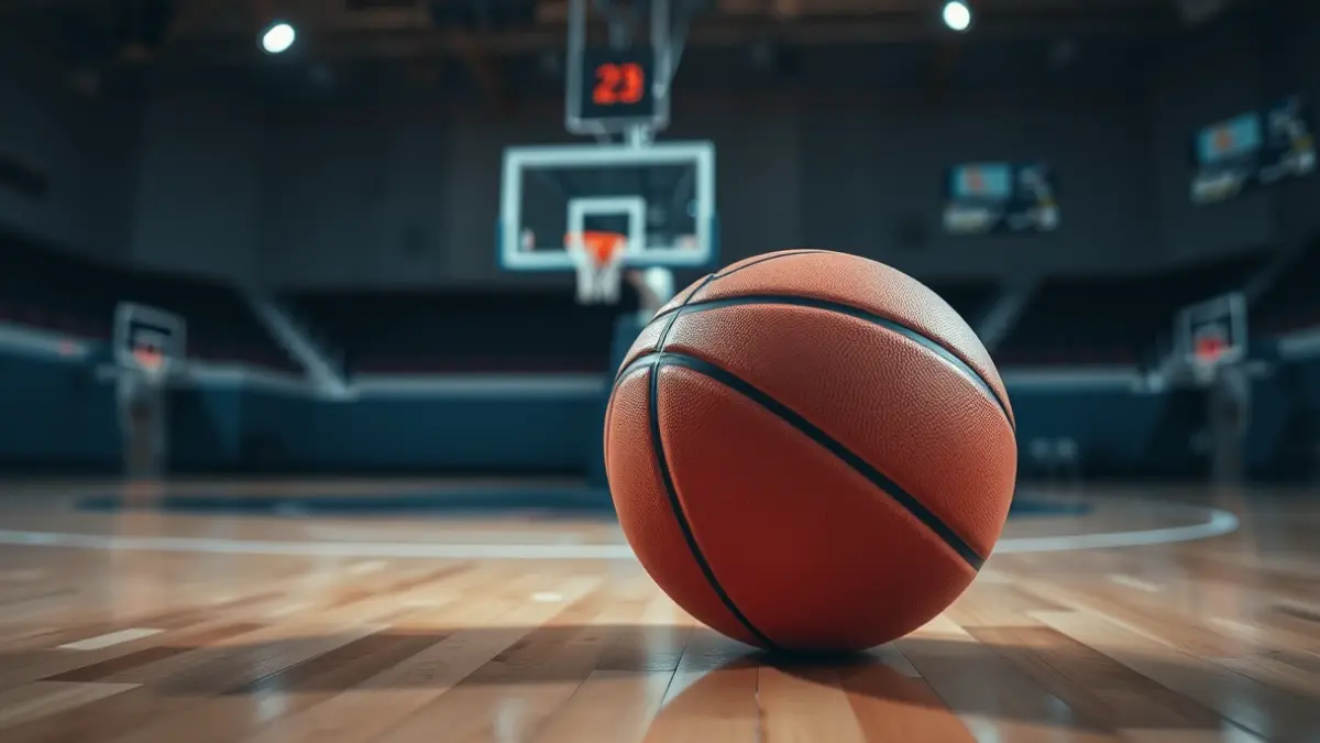 Generic image of a basketball on a court.