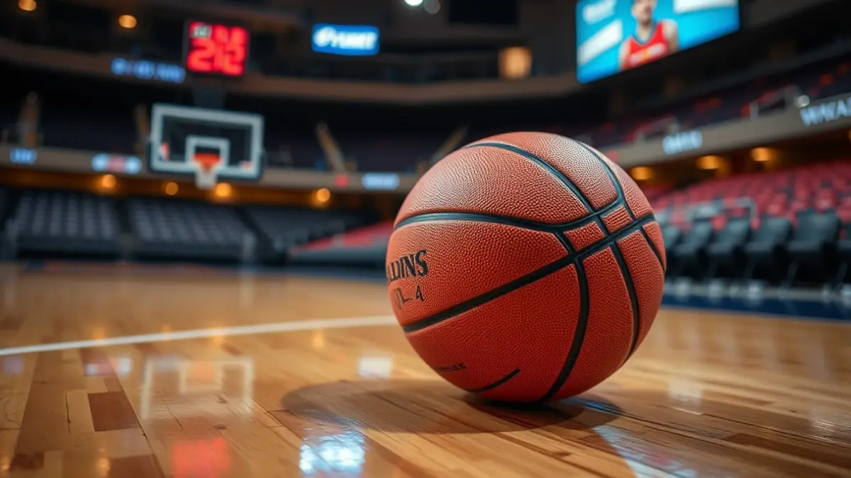 Imagen genérica de un balón de baloncesto en una cancha.