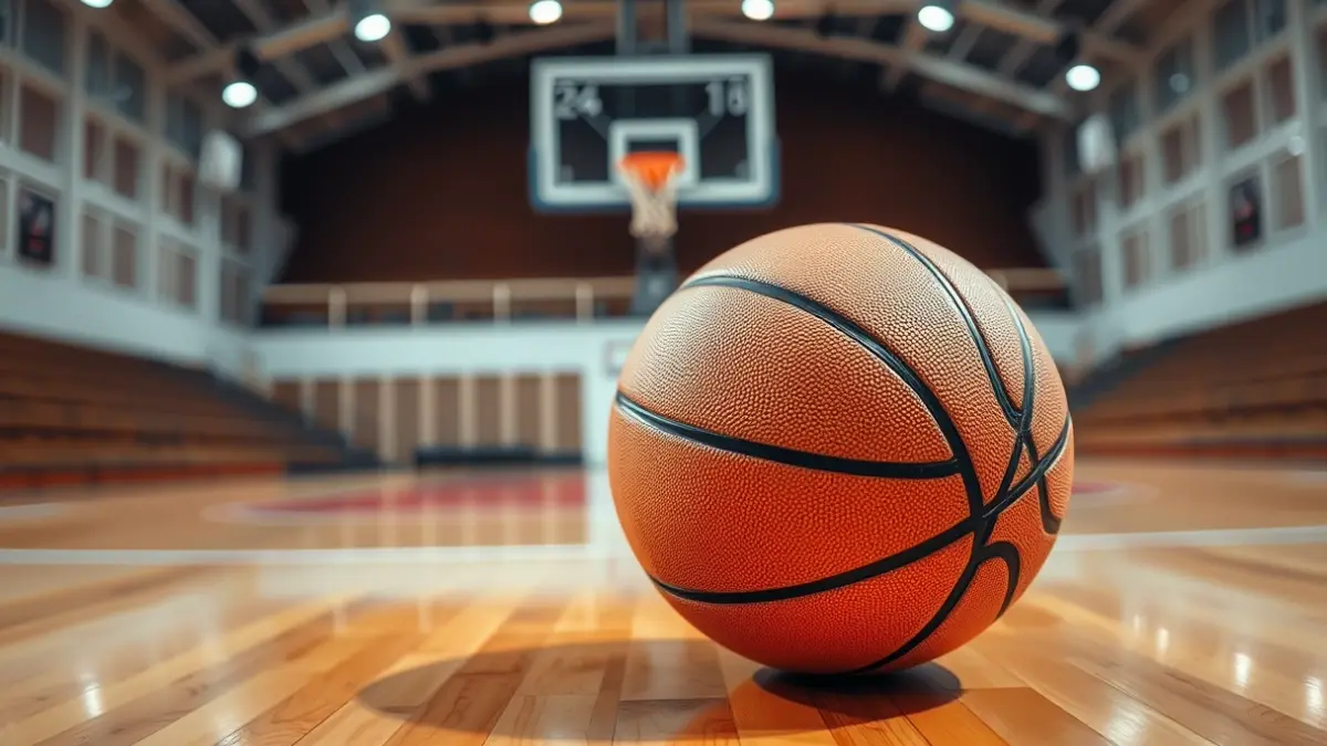 Generic image of a basketball on a court.