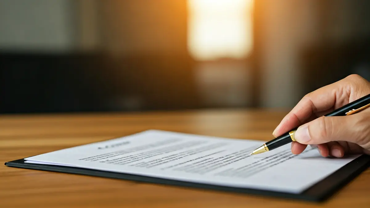 Generic image of a rental contract being reviewed with a pen.