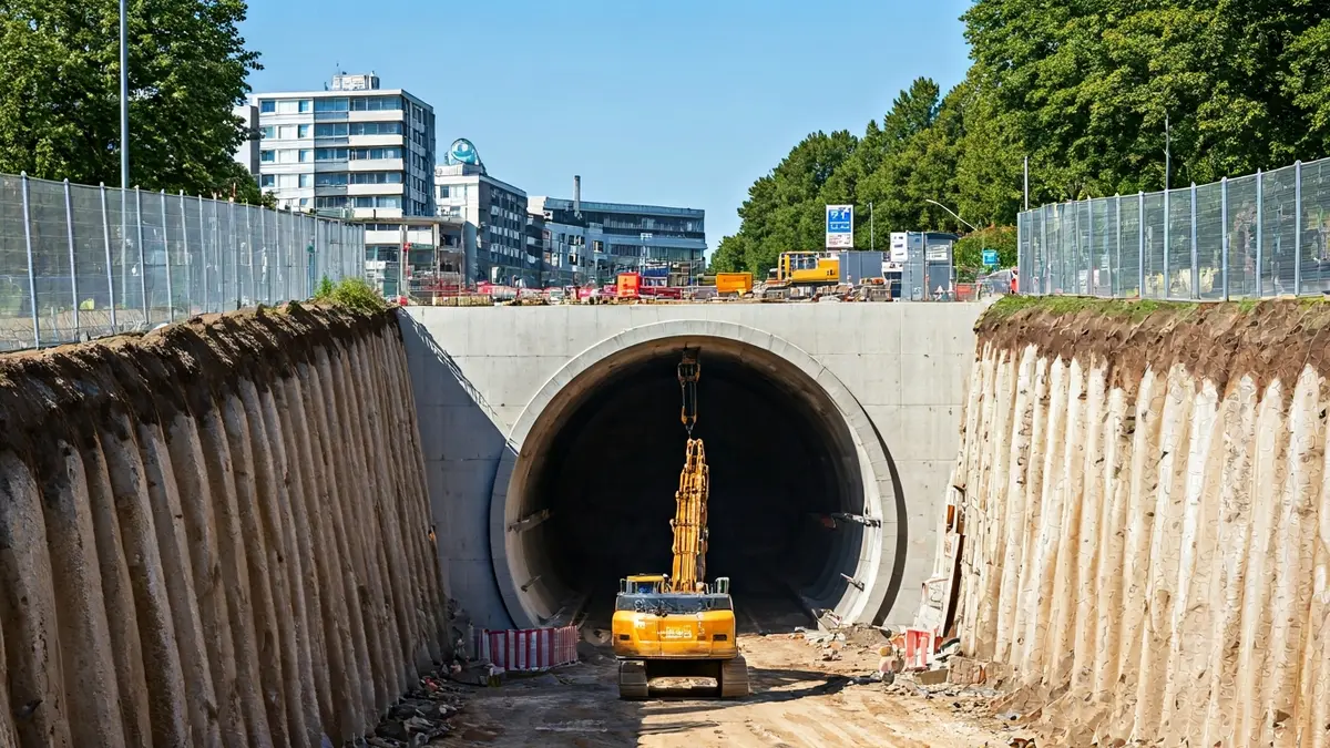 Imagen de las obras de soterramiento de la A-5 en Madrid, mostrando la excavación de un túnel.