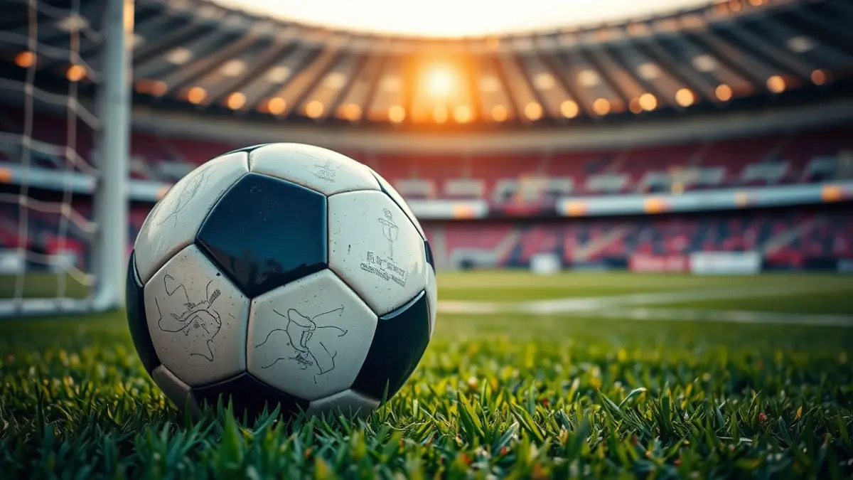 Generic image of a soccer ball on a stadium pitch.
