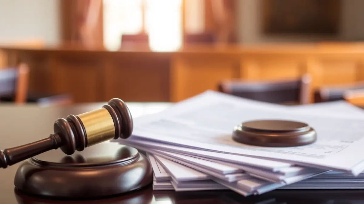 Imagen genérica de un mazo de juez sobre documentos legales, simbolizando un proceso judicial.